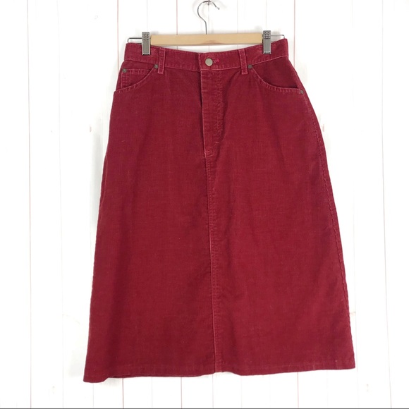 L.L. Bean Dresses & Skirts - Vintage LL Bean Burgundy Red Corduroy Skirt